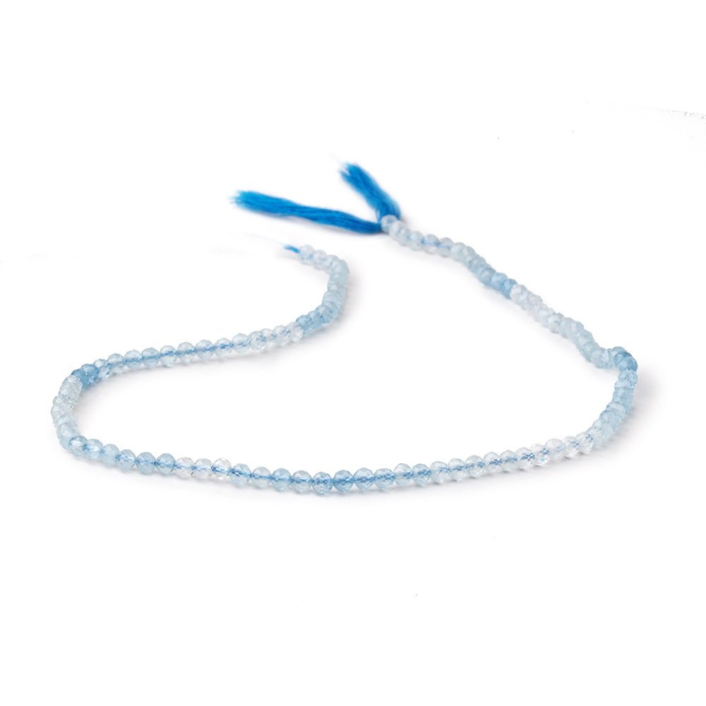 3mm Shaded Aquamarine Micro Faceted Round Beads 12.25 inch 106 pieces