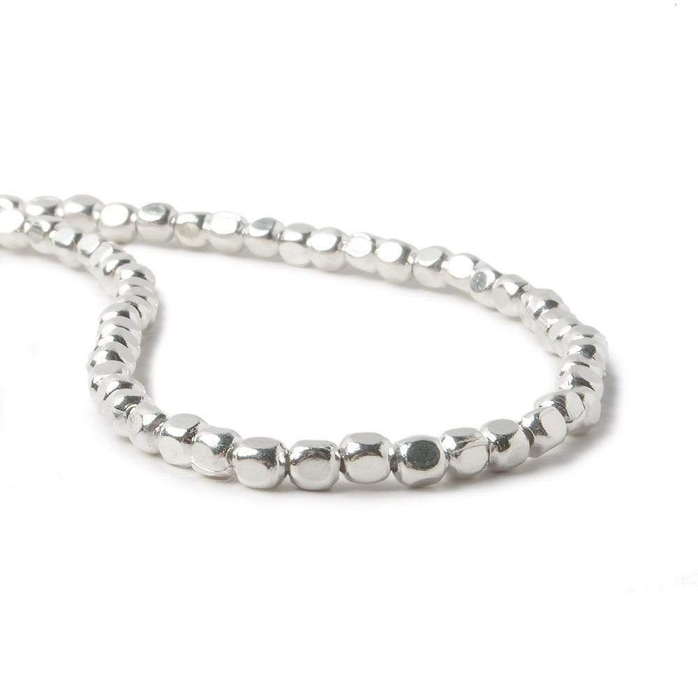 3mm Sterling Silver Plain Cube 8 inch 65 beads