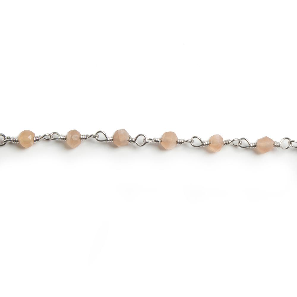 3mm Sunstone faceted rondelle Silver Chain by the foot 36 pieces