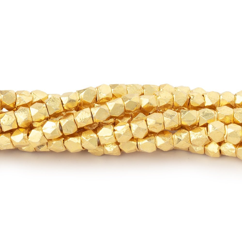 3mm Vermeil Faceted Nugget Beads 4 inch 34 pieces