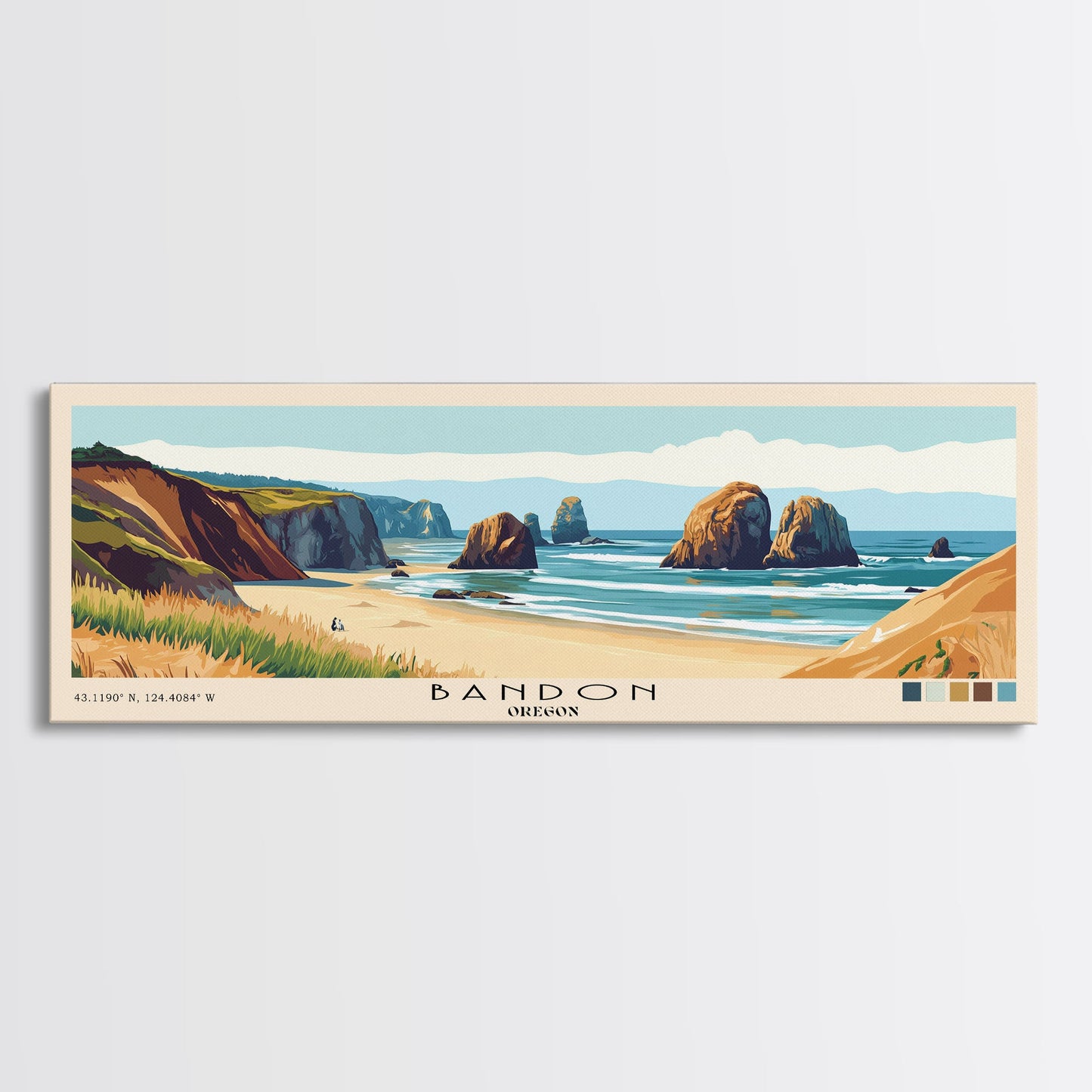 Bandon, Oregon Panoramic Print, Vacation Gift, Oregon Wall Art, Vacation Wall Art, Vacatation Memories, Beach Decor, Beach Or Lakehouse Art