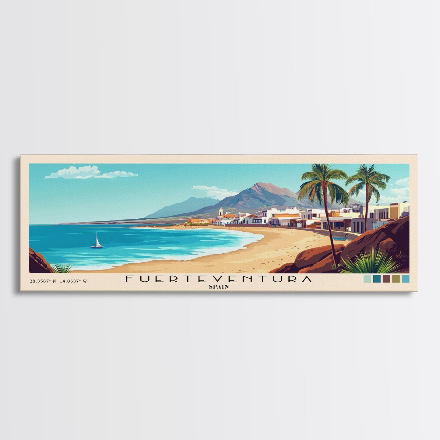 Fuerteventura, Spain Panoramic Print, Vacation Gift, Spain Wall Art, Vacation Wall Art, Vacatation Memories, Beach Decor, Beach Or Lakehouse Art
