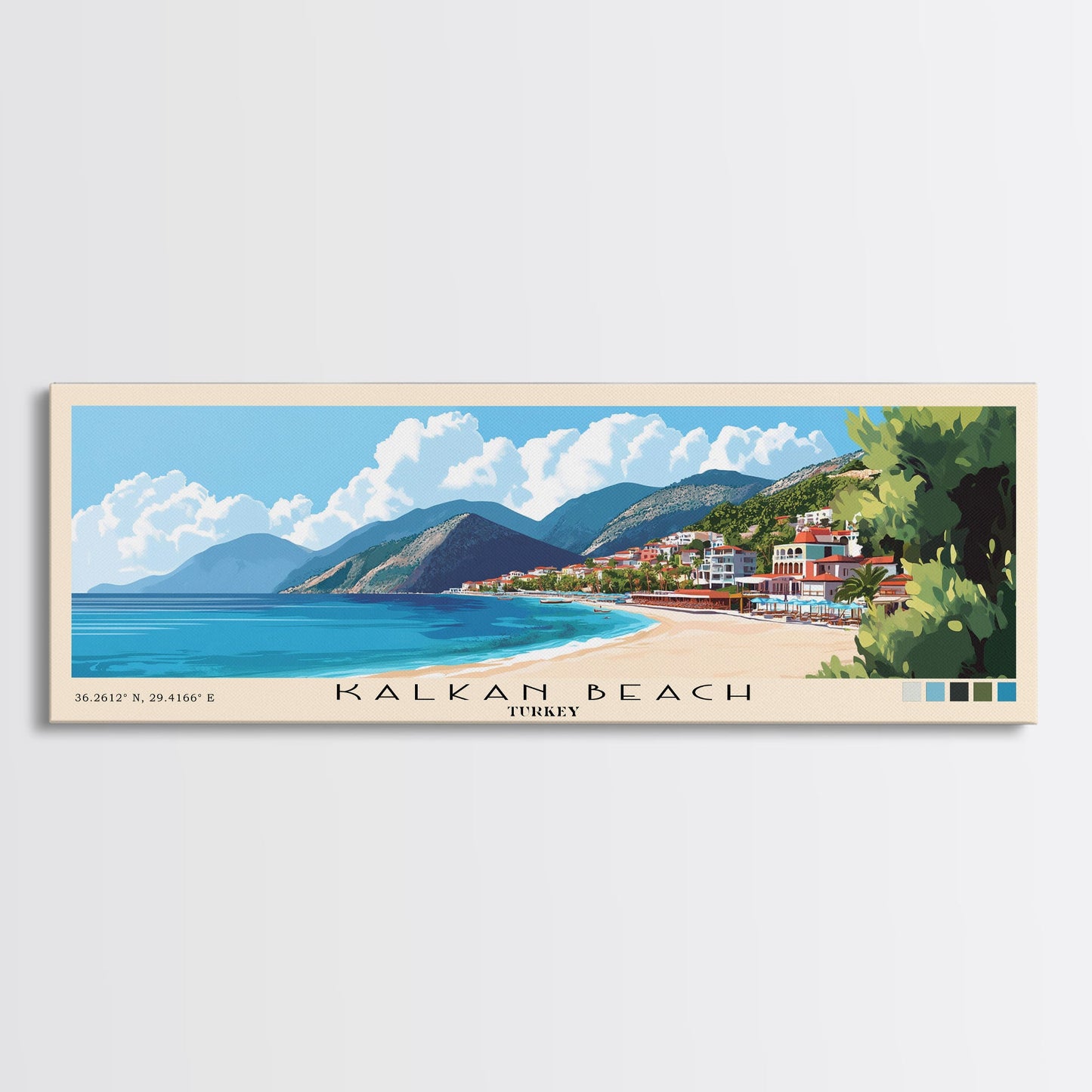 Kalkan Beach, Turkey Panoramic Print, Vacation Gift, Turkey Wall Art, Vacation Wall Art, Vacatation Memories, Beach Decor, Beach Or Lakehouse Art