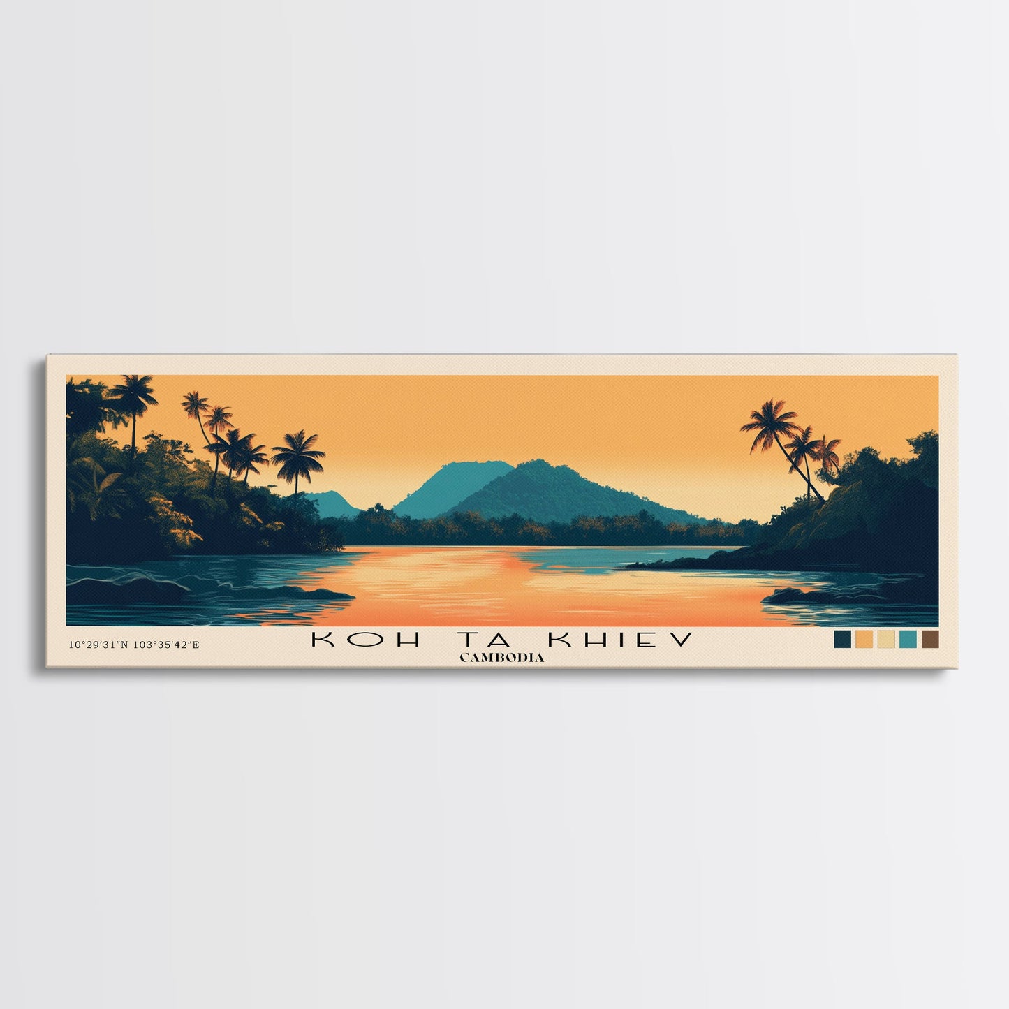 Koh Ta Khiev, Cambodia Panoramic Print, Vacation Gift, Cambodia Wall Art, Beach Painting, Beach Decor, Beach Or Lakehouse Art