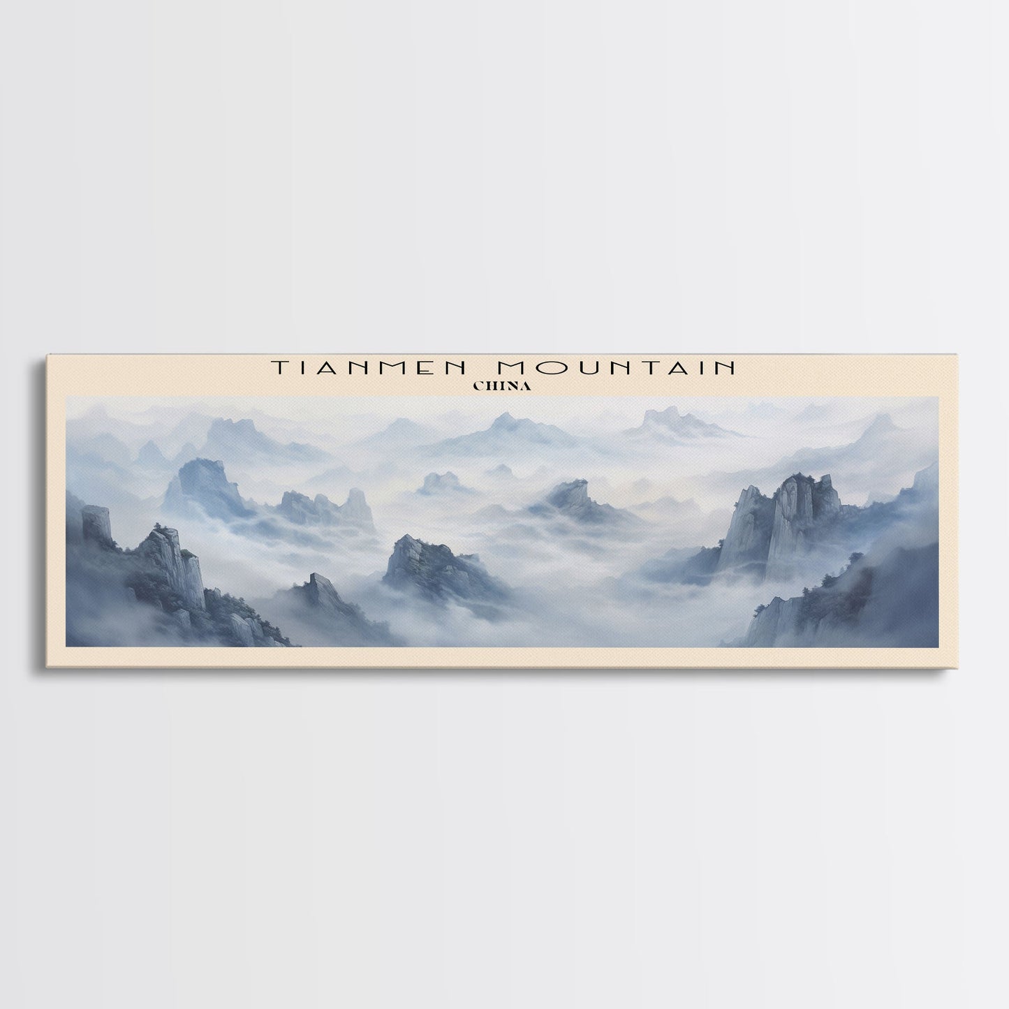 Tianmen Mountain Travel Poster Print, Framed Canvas Print, COUNTRY Travel Art, Wood Framed Art, Wall Hanging, Home Decor