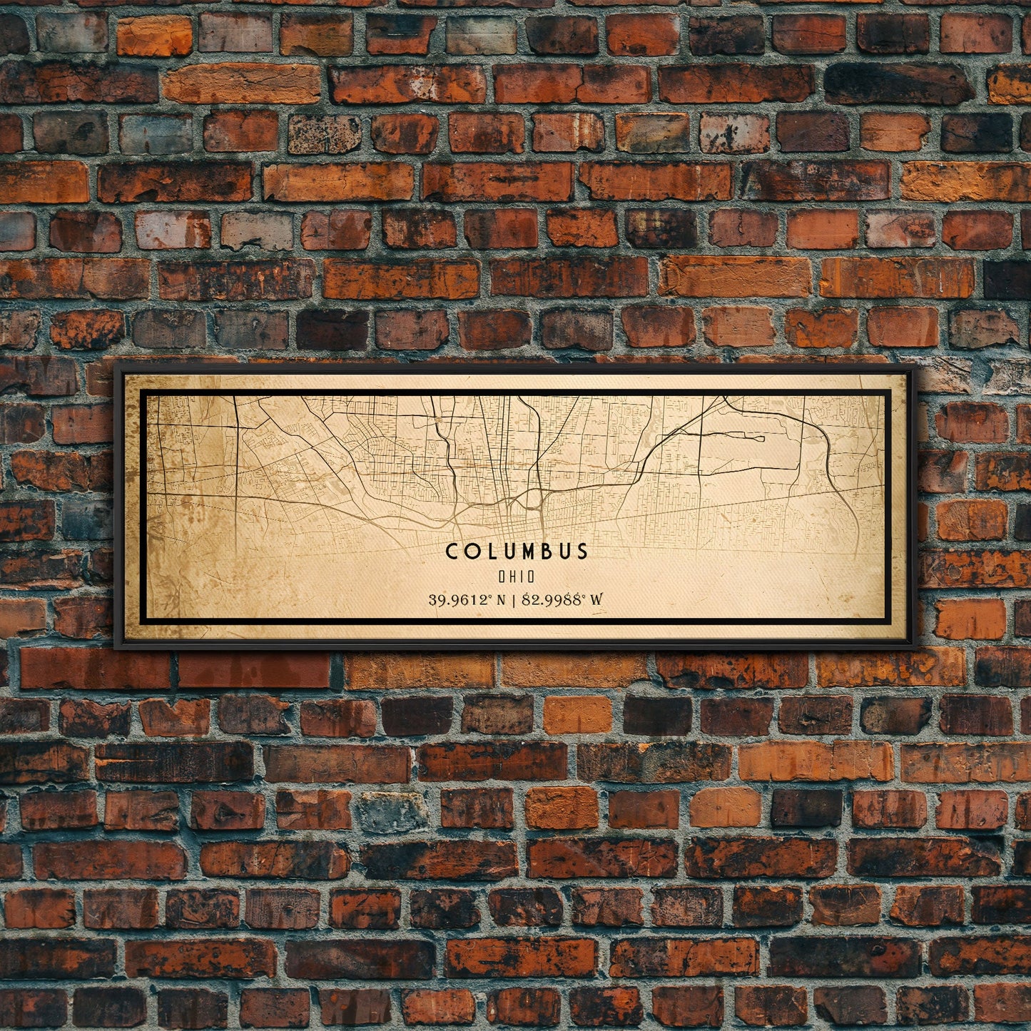 Columbus Panoramic vintage map print poster or framed canvas, Ohio map print poster canvas, Columbus city map print poster canvas