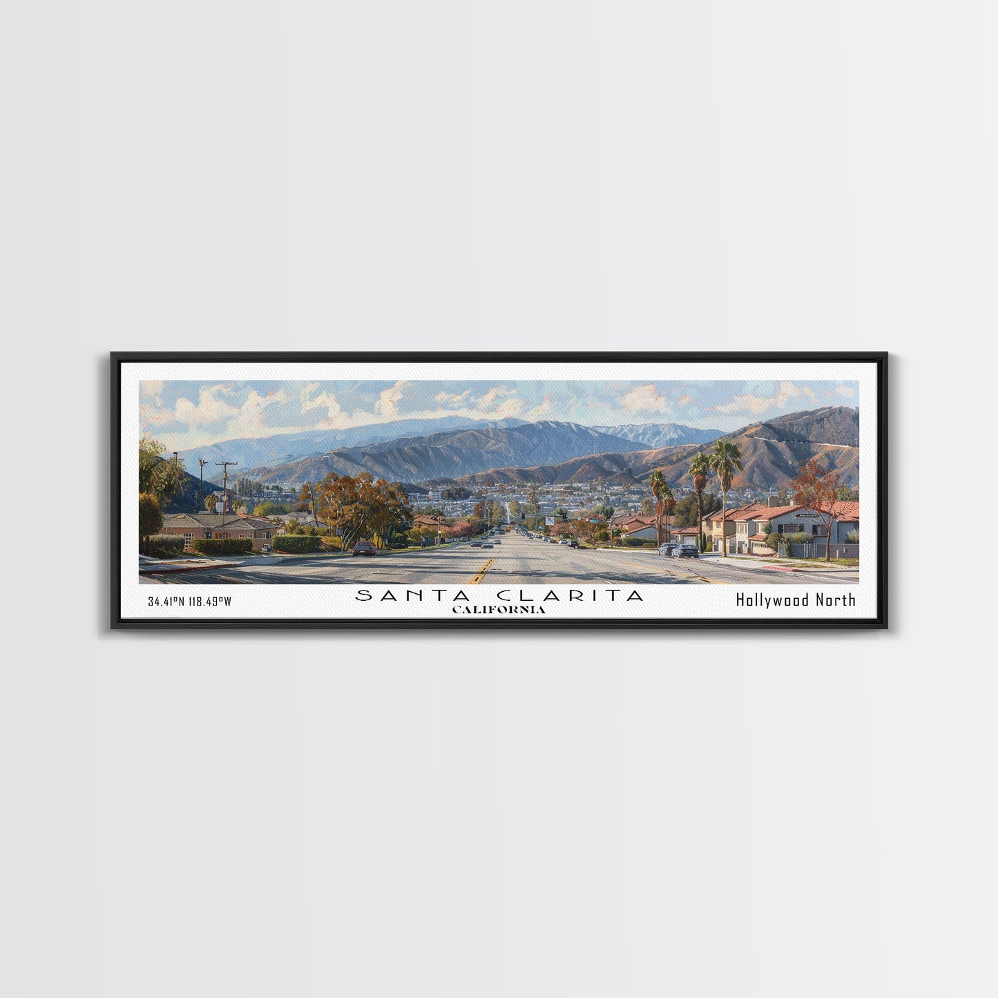 Santa Clarita California Travel Poster, Framed Canvas Print, Wall Art, Home Decor, Travel Print, Living Room Art, Artistic Gift