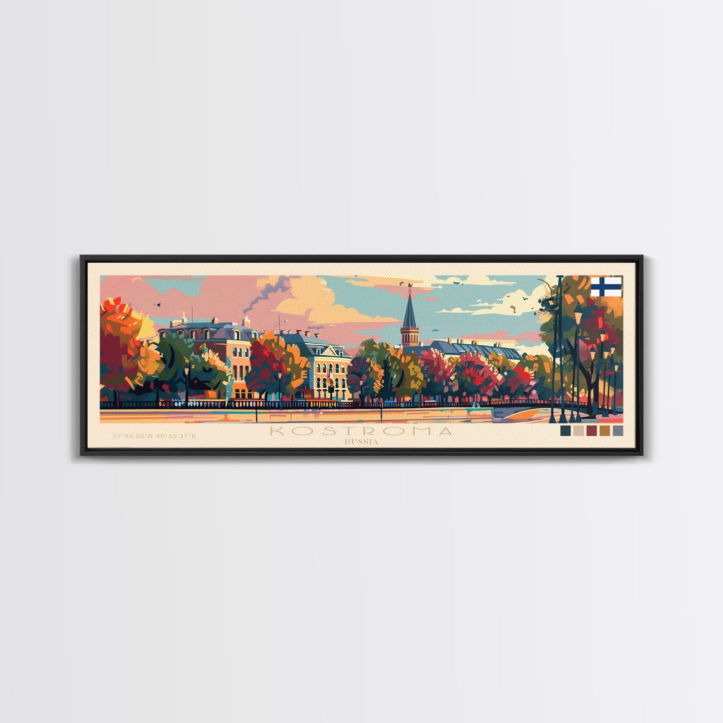 Kostroma Russia Wall Art, Panoramic Travel Poster, Panoramic Framed Canvas Print, City Wall Art, Wall Hanging Home Decor, Travel Art