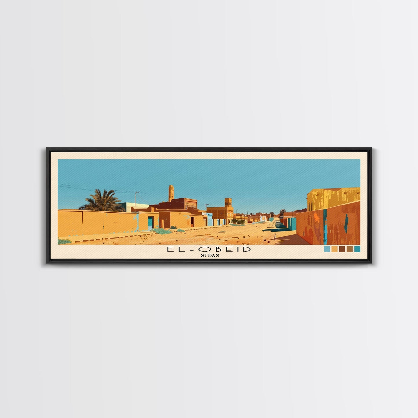 El-Obeid, Sudan Panoramic Canvas Print, El-Obeid, Sudan Painting, Sudan Art, El-Obeid Travel Poster, Travel Art, Vacation Gift