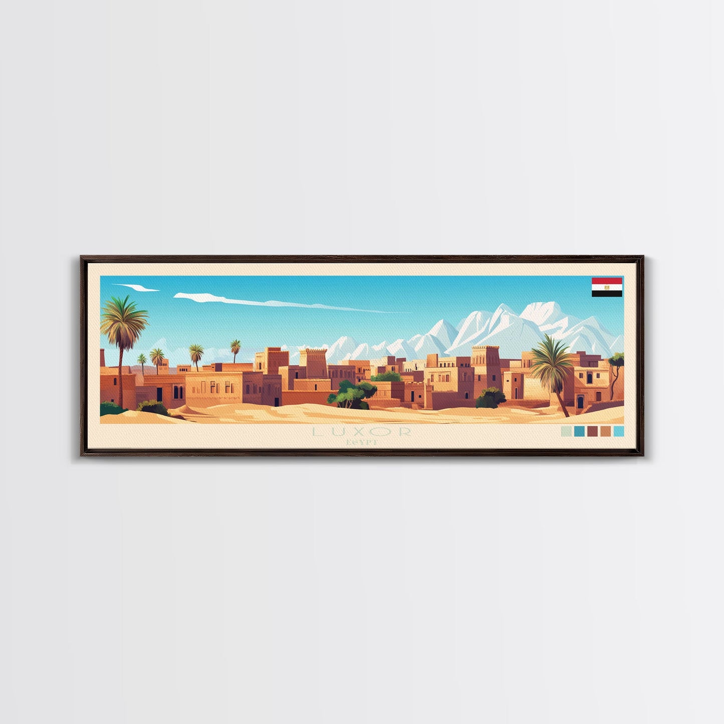 Luxor, Egypt Travel Poster Panoramic Canvas Print, Luxor, Egypt Painting, Egypt Art, Luxor Travel Art, Guest Room Painting