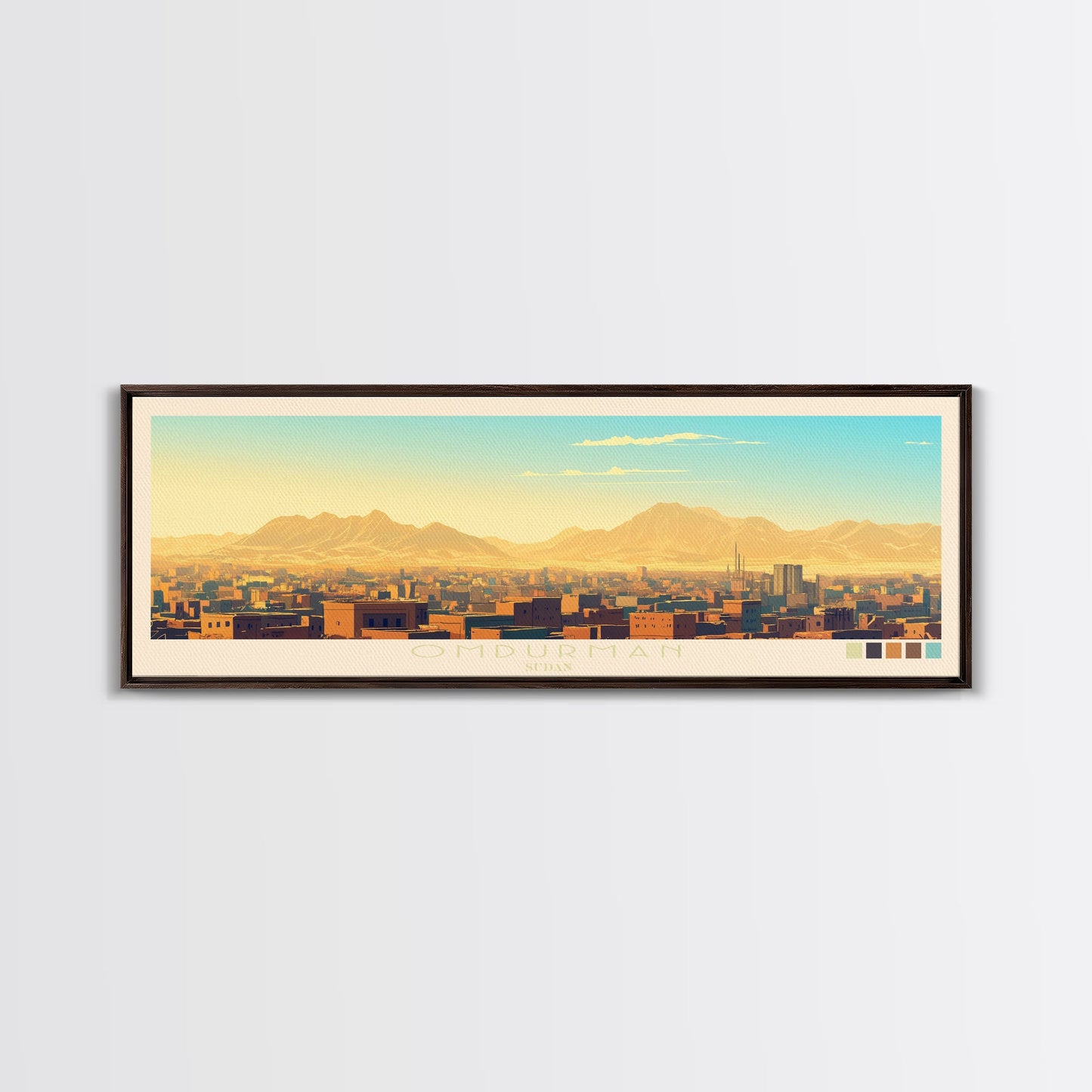 Omdurman, Sudan Panoramic Travel Poster Canvas Print, Omdurman, Sudan Painting, Sudan Art, Omdurman Travel Art, Guest Room Painting