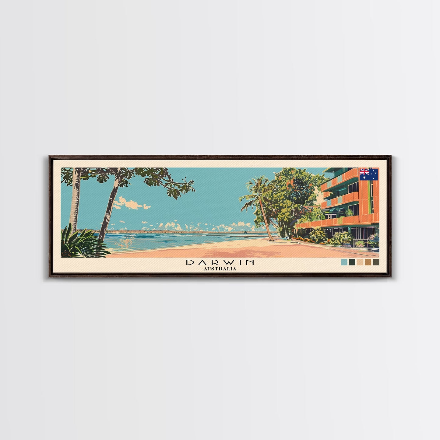 Darwin, Australia Panoramic Canvas Print, Darwin, Australia Painting, Australia Art, Darwin Travel Poster, Travel Art, Housewarming Gift