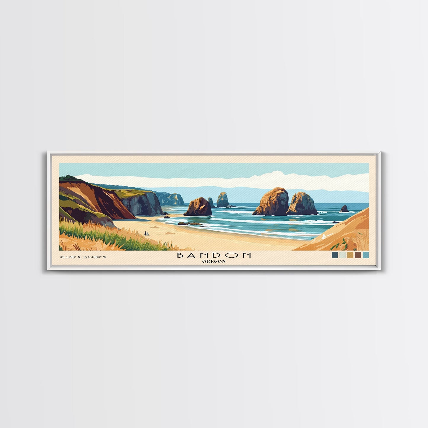 Bandon, Oregon Panoramic Print, Vacation Gift, Oregon Wall Art, Vacation Wall Art, Vacatation Memories, Beach Decor, Beach Or Lakehouse Art