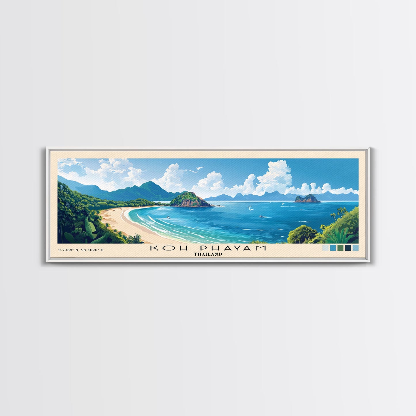 Koh Phayam, Thailand Panoramic Print, Vacation Gift, Thailand Wall Art, Beach Painting, Beach Decor, Beach Or Lakehouse Art