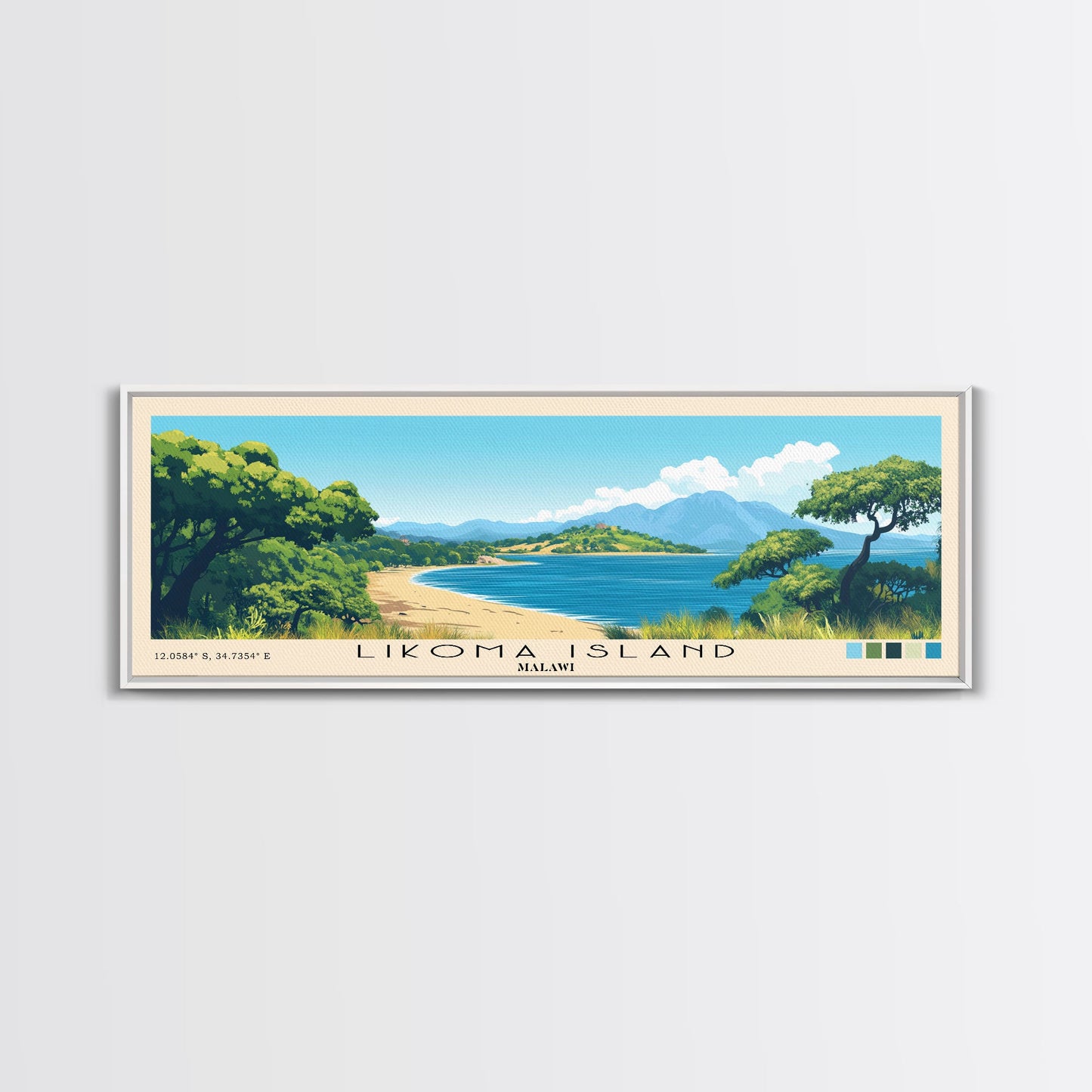 Likoma Island, Malawi Panoramic Print, Vacation Gift, Malawi Wall Art, Beach Painting, Beach Decor, Large Wall Art, Wood Frame Art