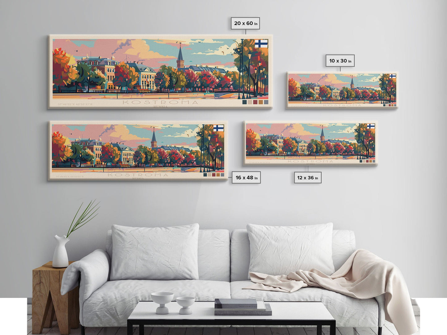 Kostroma Russia Wall Art, Panoramic Travel Poster, Panoramic Framed Canvas Print, City Wall Art, Wall Hanging Home Decor, Travel Art