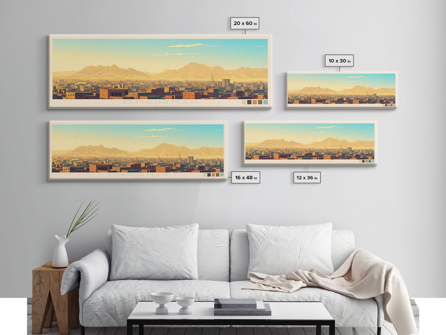 Omdurman, Sudan Panoramic Travel Poster Canvas Print, Omdurman, Sudan Painting, Sudan Art, Omdurman Travel Art, Guest Room Painting