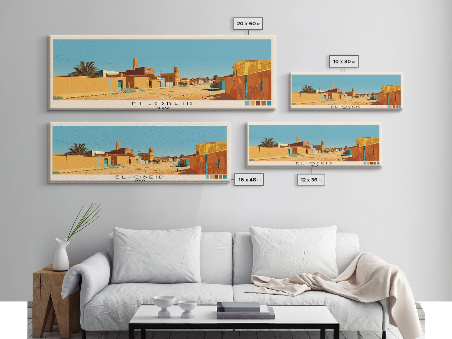 El-Obeid, Sudan Panoramic Canvas Print, El-Obeid, Sudan Painting, Sudan Art, El-Obeid Travel Poster, Travel Art, Vacation Gift