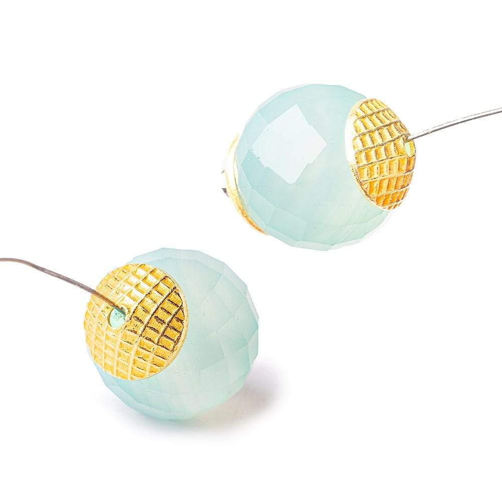 3x10mm 22kt Gold Plated Copper Bead Cap Mesh Design 8 inch 58 pieces