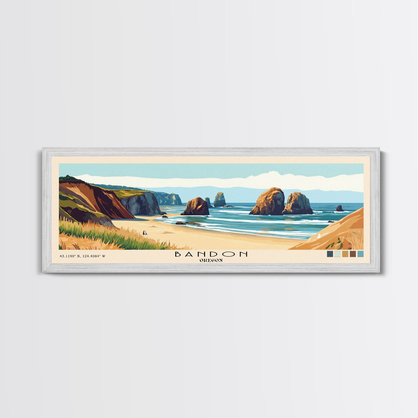 Bandon, Oregon Panoramic Print, Vacation Gift, Oregon Wall Art, Vacation Wall Art, Vacatation Memories, Beach Decor, Beach Or Lakehouse Art