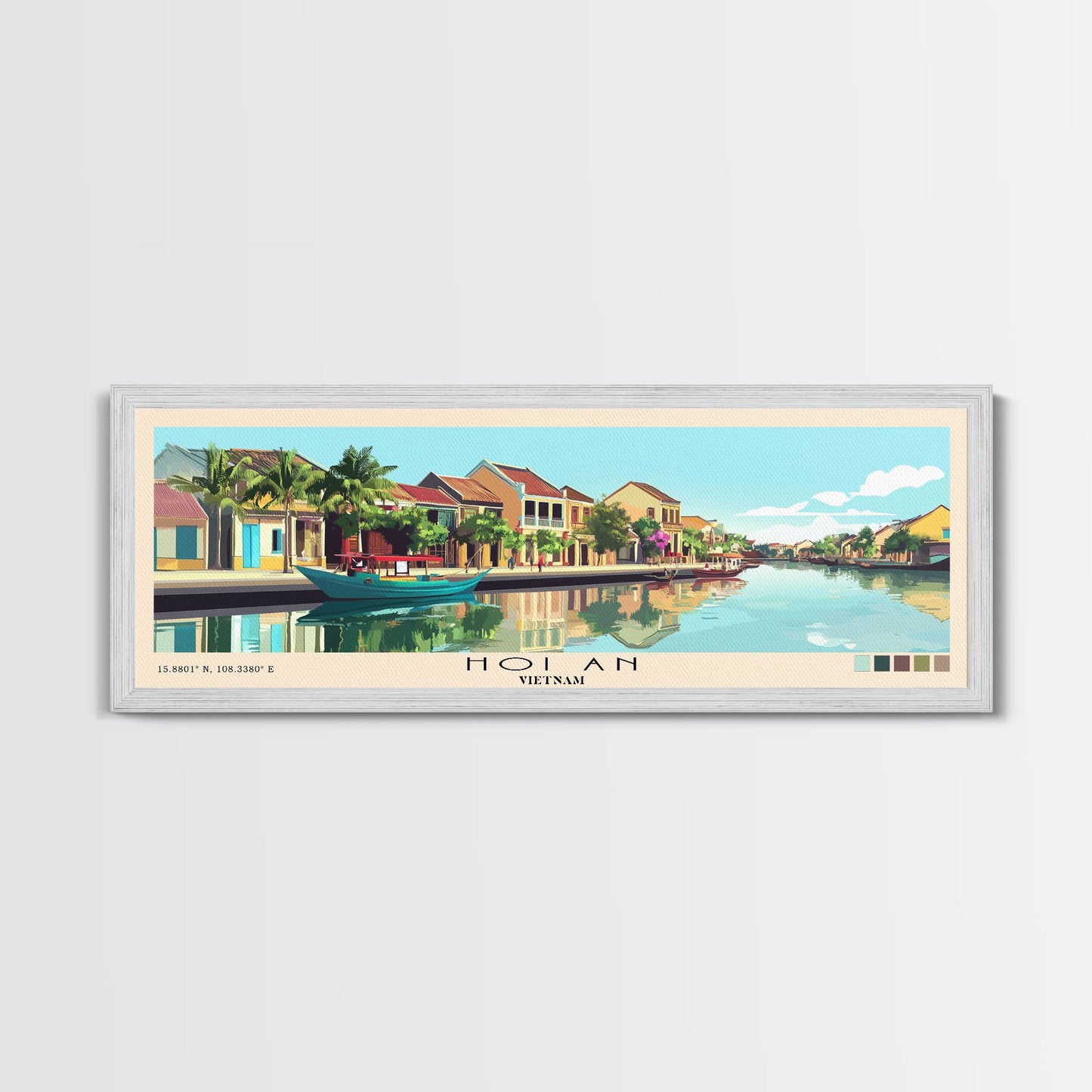 Hoi An, Vietnam Panoramic Beach Print, Vacation Gift, Vietnam Wall Art, Framed Canvas Print, Framed Beach Painting
