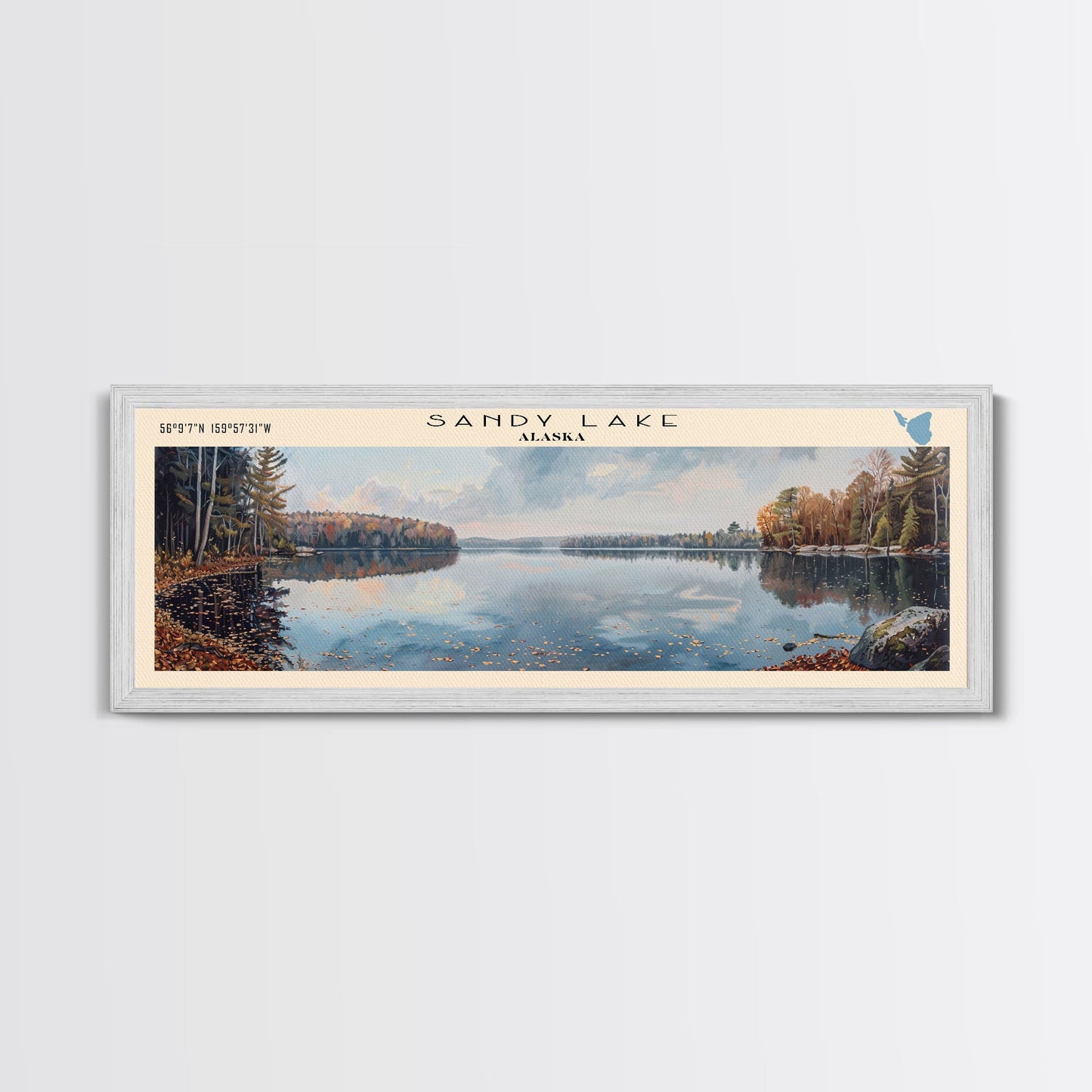 Panorama-Leinwanddruck „Silver Lake, Delaware“ mit Rahmen, Dekoration fürs Seehaus, Wandbild, Reiseposter, Gemälde einer ruhigen Seelandschaft, Moderne Kunst
