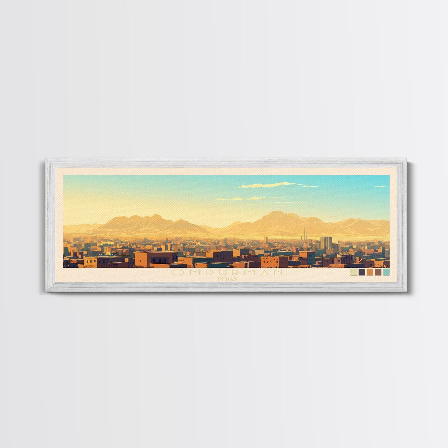 Omdurman, Sudan Panoramic Travel Poster Canvas Print, Omdurman, Sudan Painting, Sudan Art, Omdurman Travel Art, Guest Room Painting