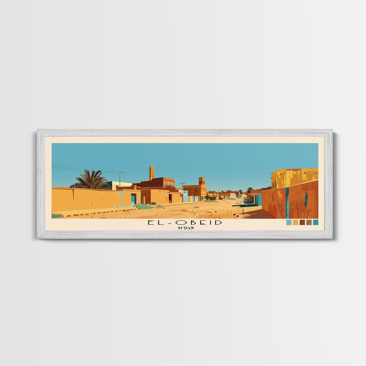 El-Obeid, Sudan Panoramic Canvas Print, El-Obeid, Sudan Painting, Sudan Art, El-Obeid Travel Poster, Travel Art, Vacation Gift