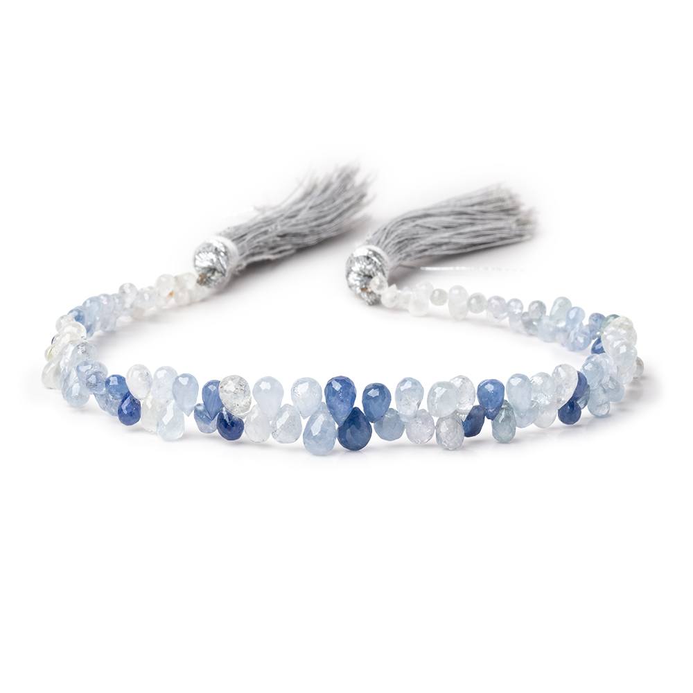 3x2-6x3.5mm Ceylon Sapphire Faceted Tear Drop Beads 8 inch 124 pieces AA