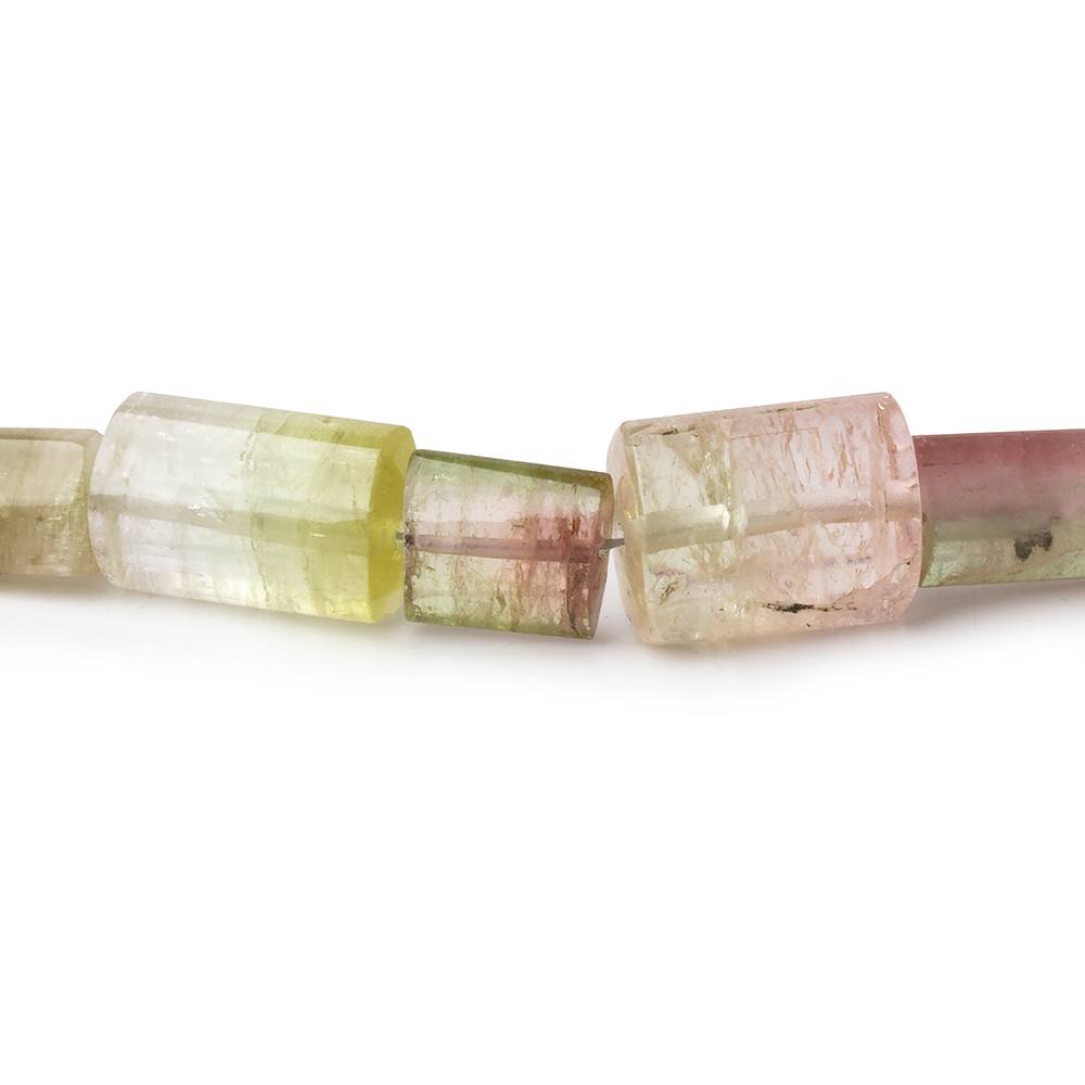 3x3-13x10mm Polychromatic Tourmaline Natural Tubes 18 inch 57 Beads AA