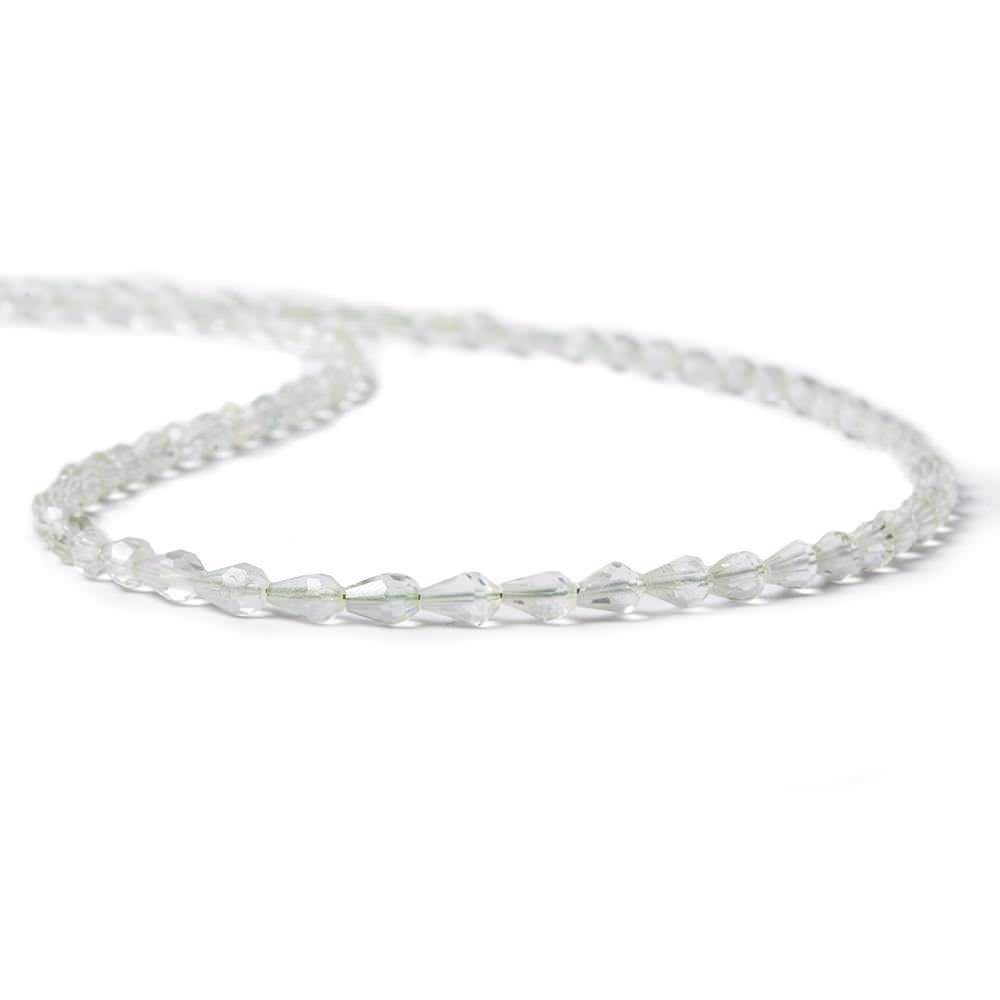 5x3mm Prasiolite Straight Drilled Faceted Tear Drops 14.5 inch 90 Beads
