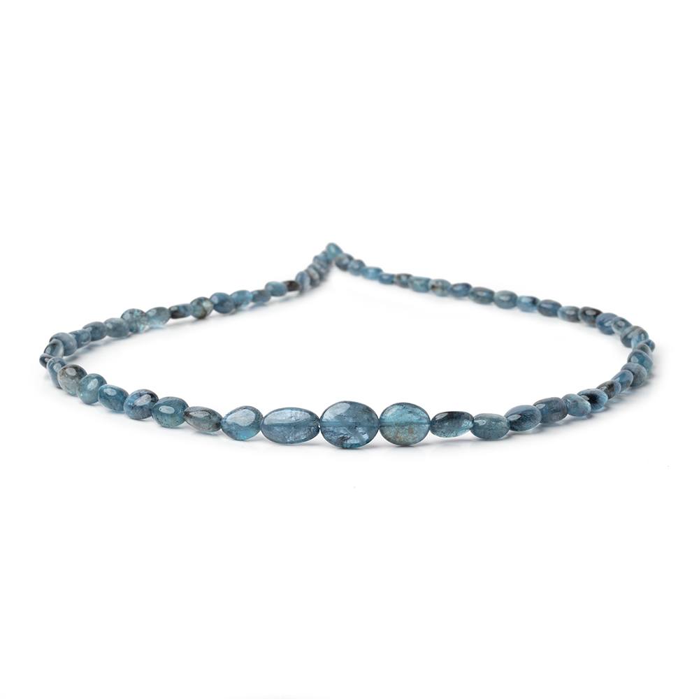 4-10mm Moss Aquamarine Plain Oval Beads 17.5 inch 64 pieces