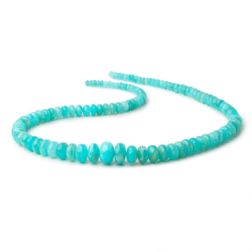 4-13mm Peruvian Blue Opal Plain Rondelles 20 inch 115 Beads AAA