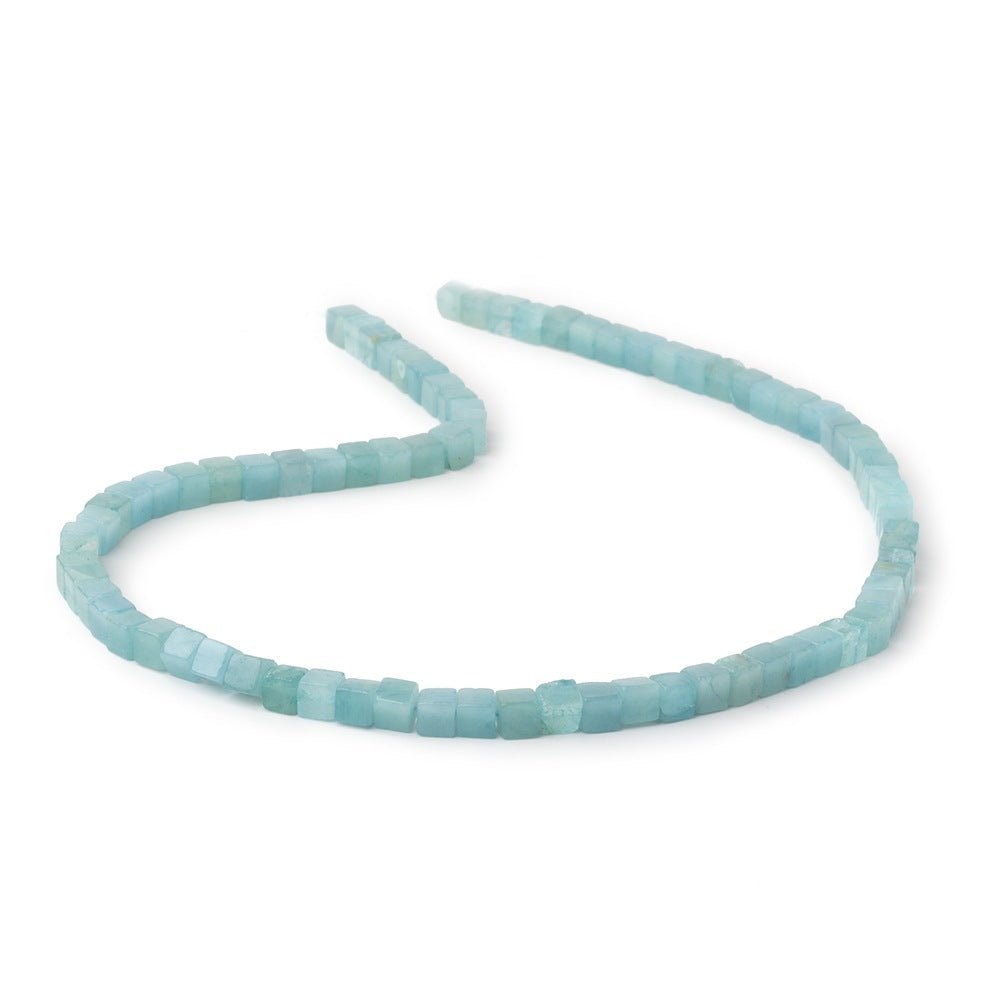 4-4.5mm Aquamarine Plain Cube Beads 14 inch 76 pieces