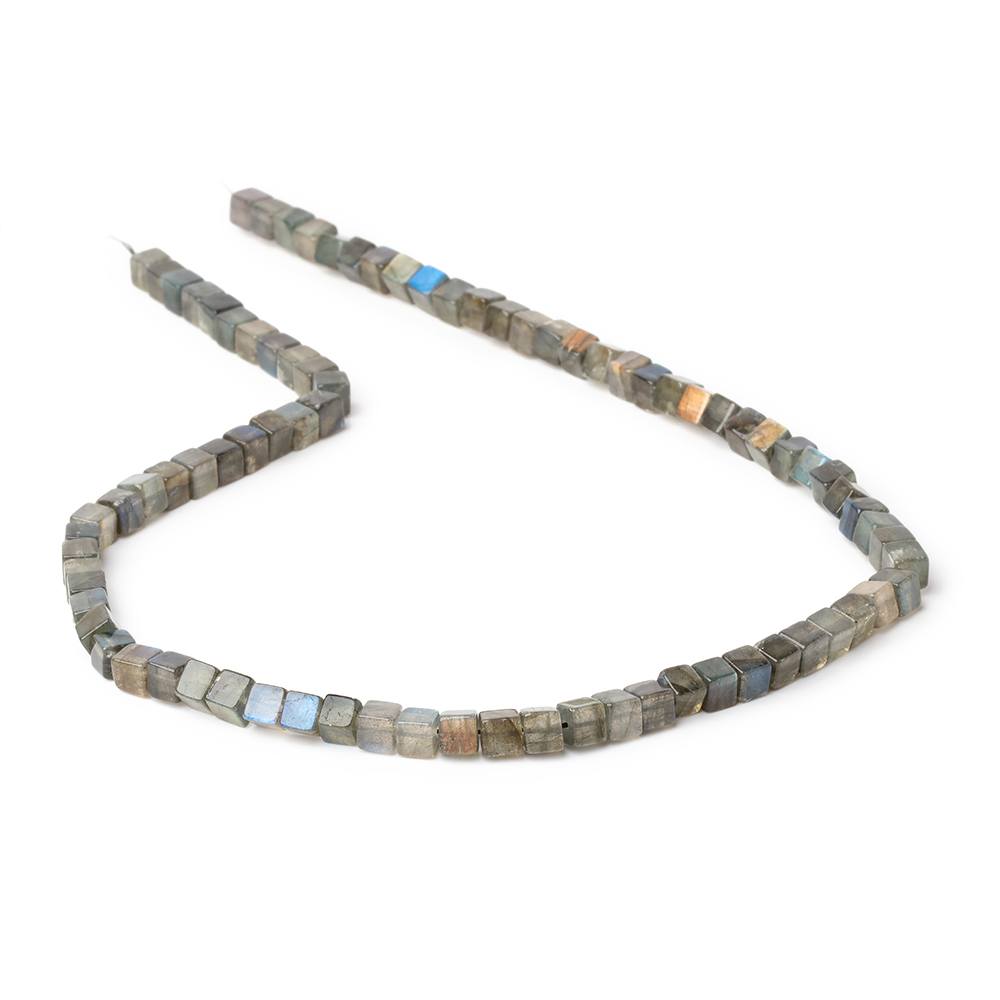 4-4.5mm Labradorite Plain Cube Beads 14 inch 83 pieces