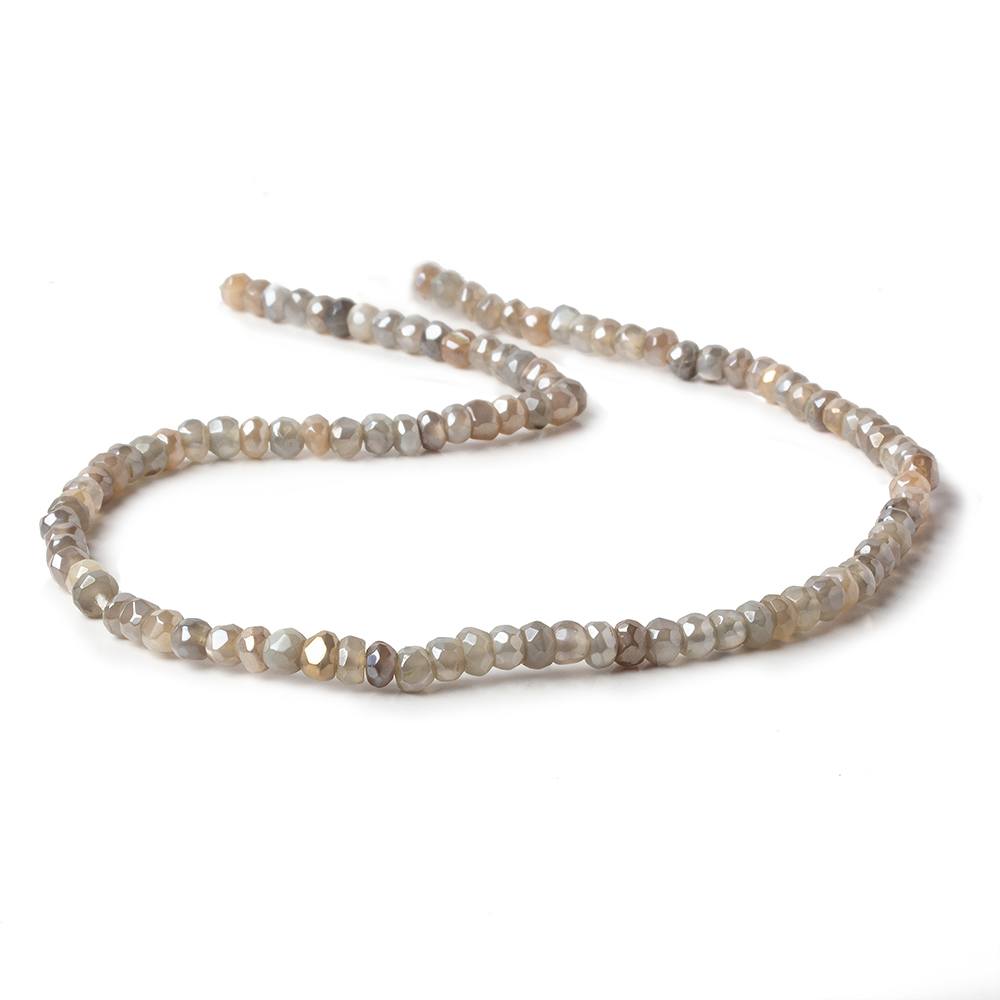 4-4.5mm Mystic Brown & Grey Moonstone 1mm large hole faceted rondelles 13 inch 105 beads