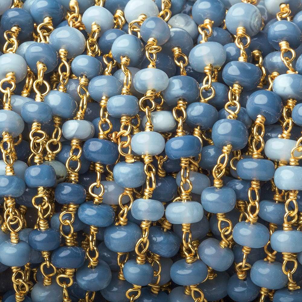 4-4.5mm Owyhee Blue Opal plain rondelle Vermeil Chain by the foot