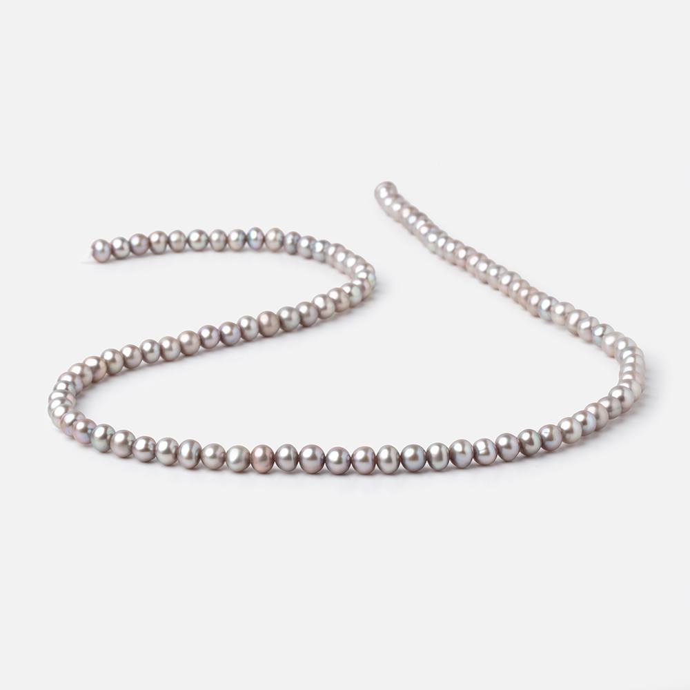 4-4.5mm Silver Off Round Freshwater Pearls 15.5 inch 95 Beads