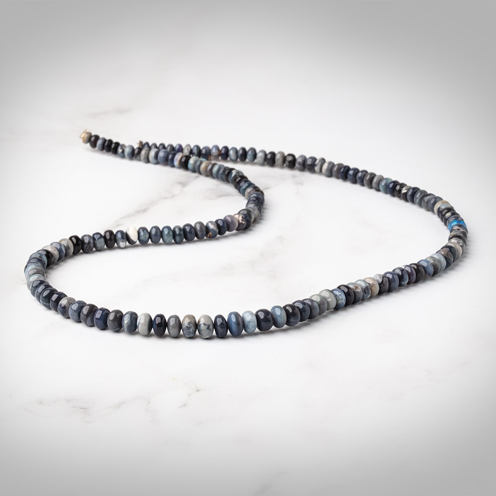4-5.5 mm Blue Grey Australian Opal Plain Rondelles 18 inch 148 beads A
