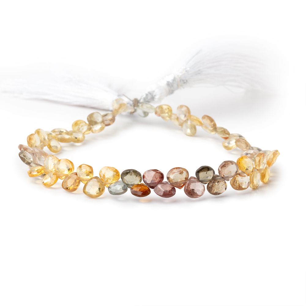 4-5.5mm Multi Color Zircon Faceted Heart Briolettes 8 inch 66 Beads AA