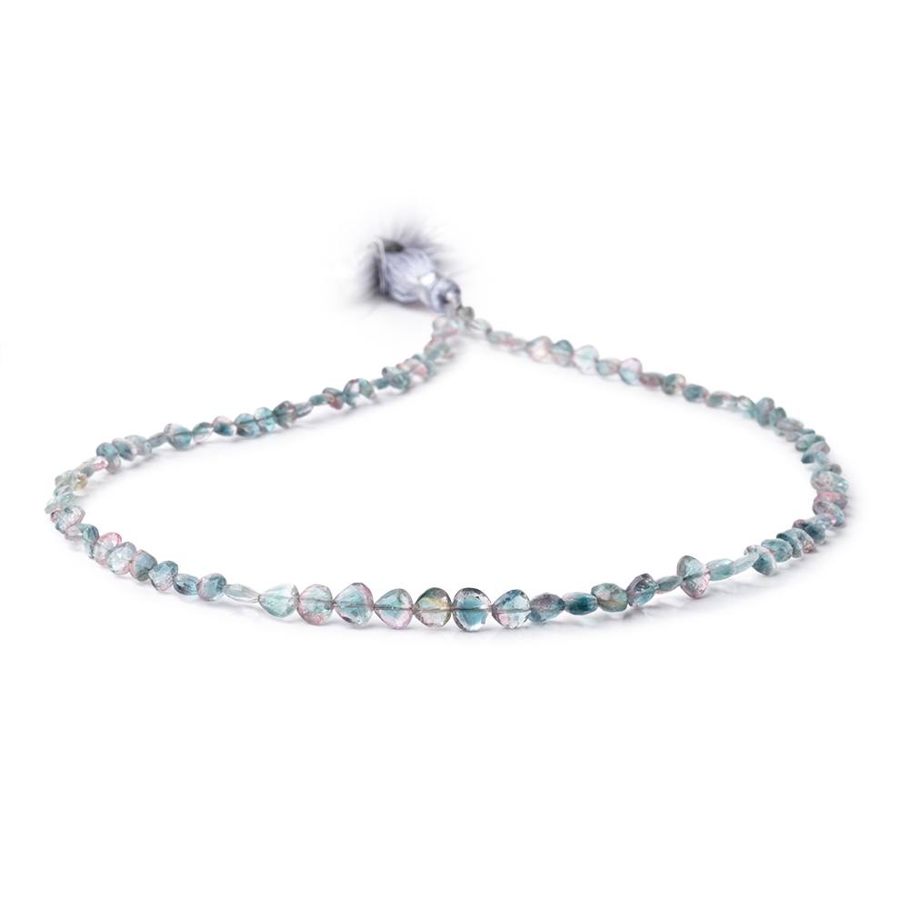 4-5mm Bi-Color Indicolite Tourmaline Faceted Heart Beads 16 inch 92 pieces