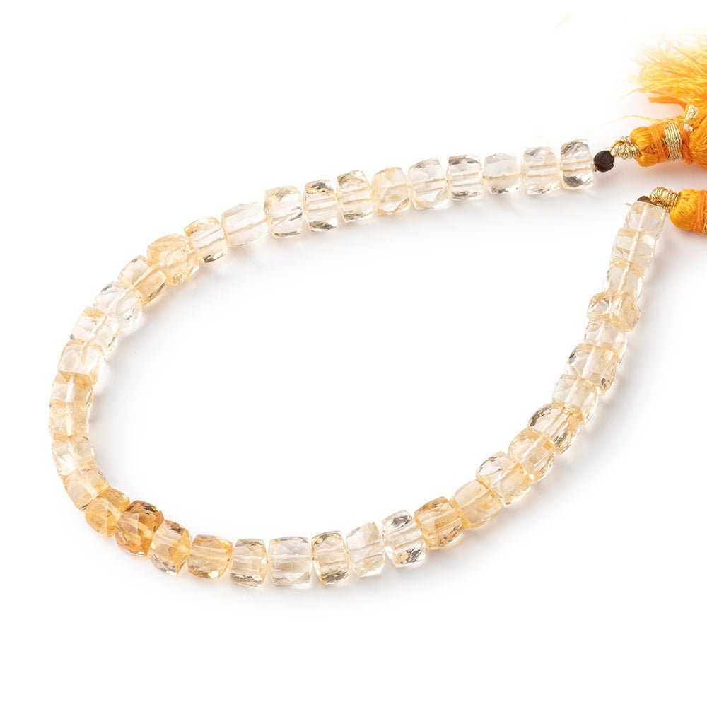 4-5mm Citrine Faceted Cube Beads 7.5 inch 38 pieces