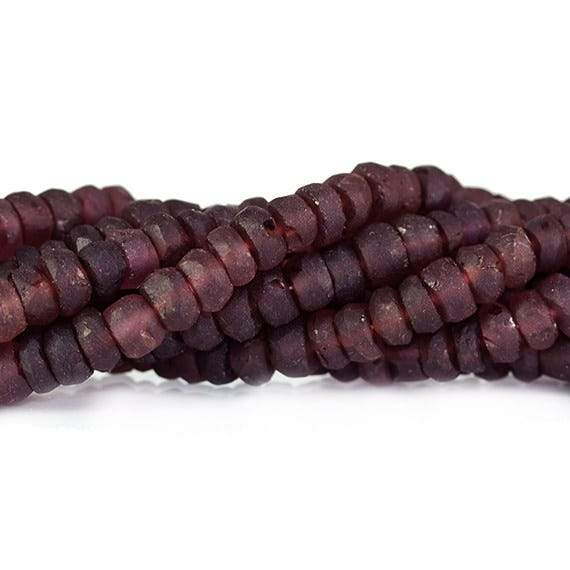 4-5mm Frosted Garnet Faceted Rondelle Beads 13 inch 115 beads