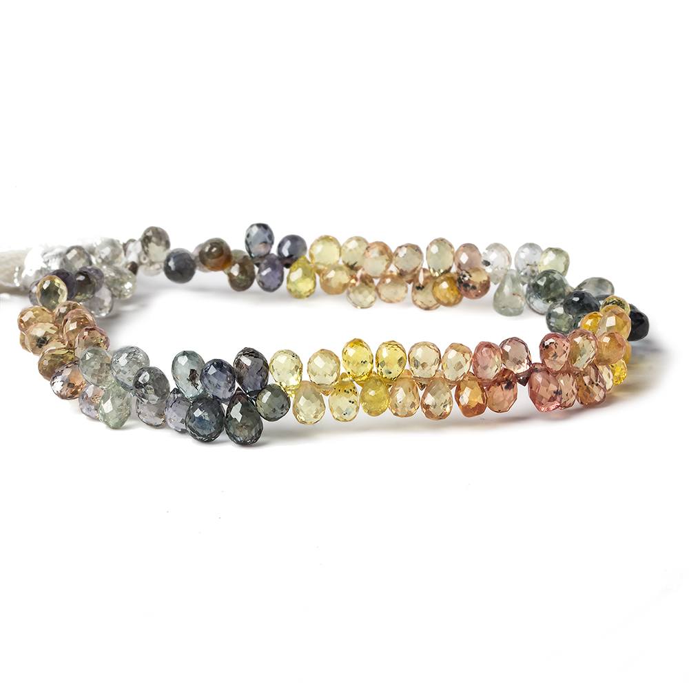 4-5mm Multi Color Songea Sapphire Faceted Tear Drop 7.25 inch 108 Beads