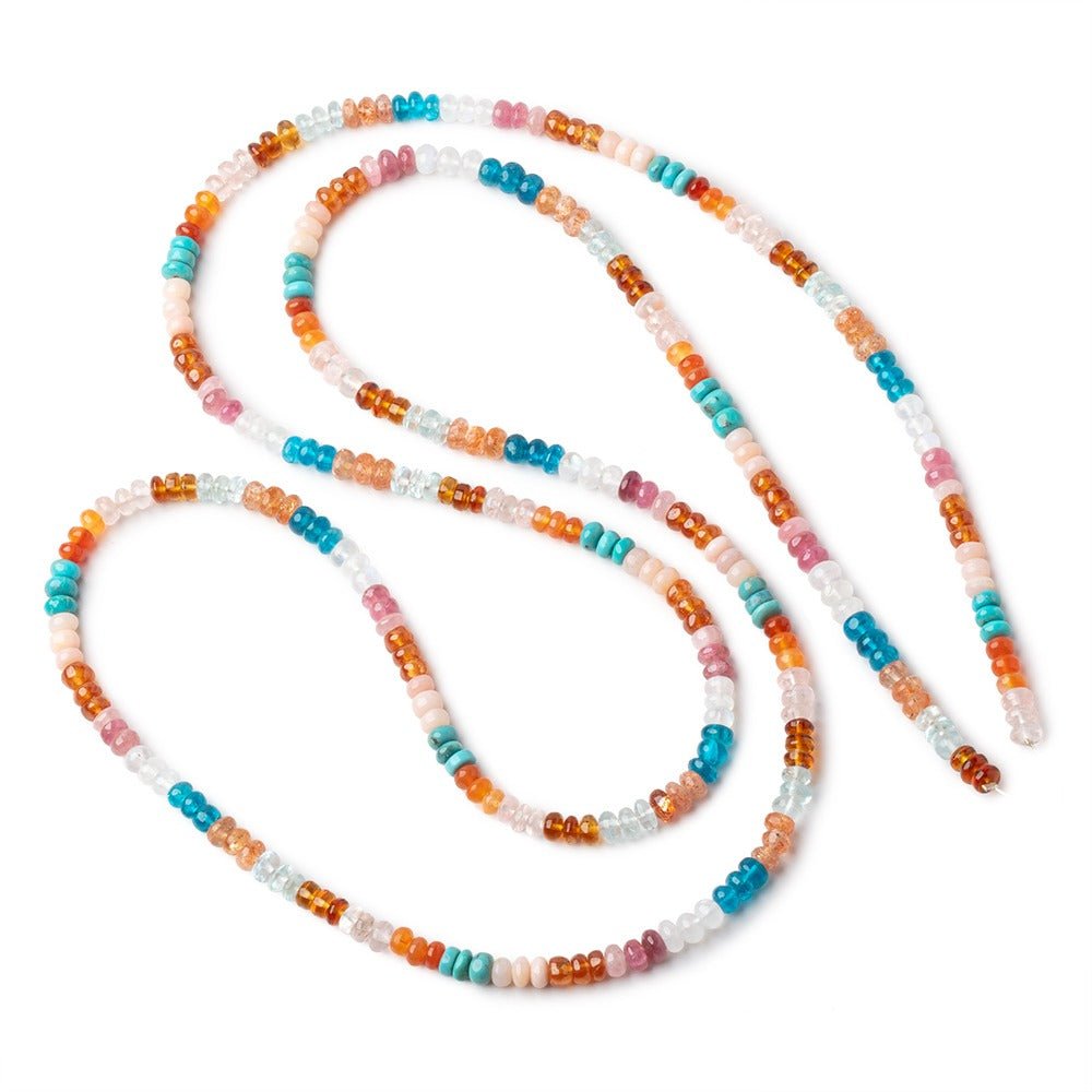 4-5mm Multi Gemstone Plain Rondelles 36 inch 330 Beads AA