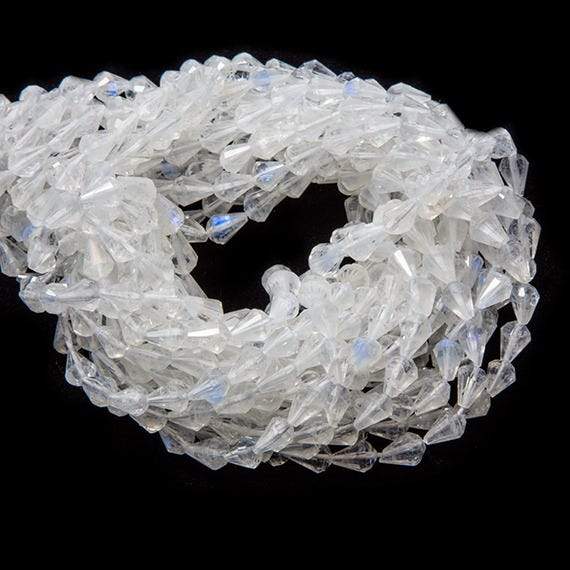 4-5mm Rainbow Moonstone faceted tear drops 16 inch 75 beads