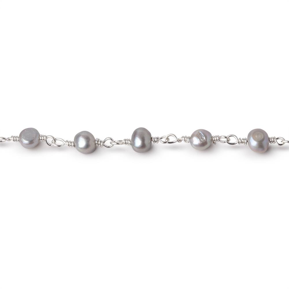 4-5mm Silver Petite Baroque Pearls on .925 Silver Chain