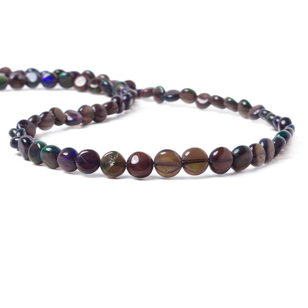 4 - 6mm Blue Ethiopian Opal Plain Coin Beads 18 inch 84 pieces