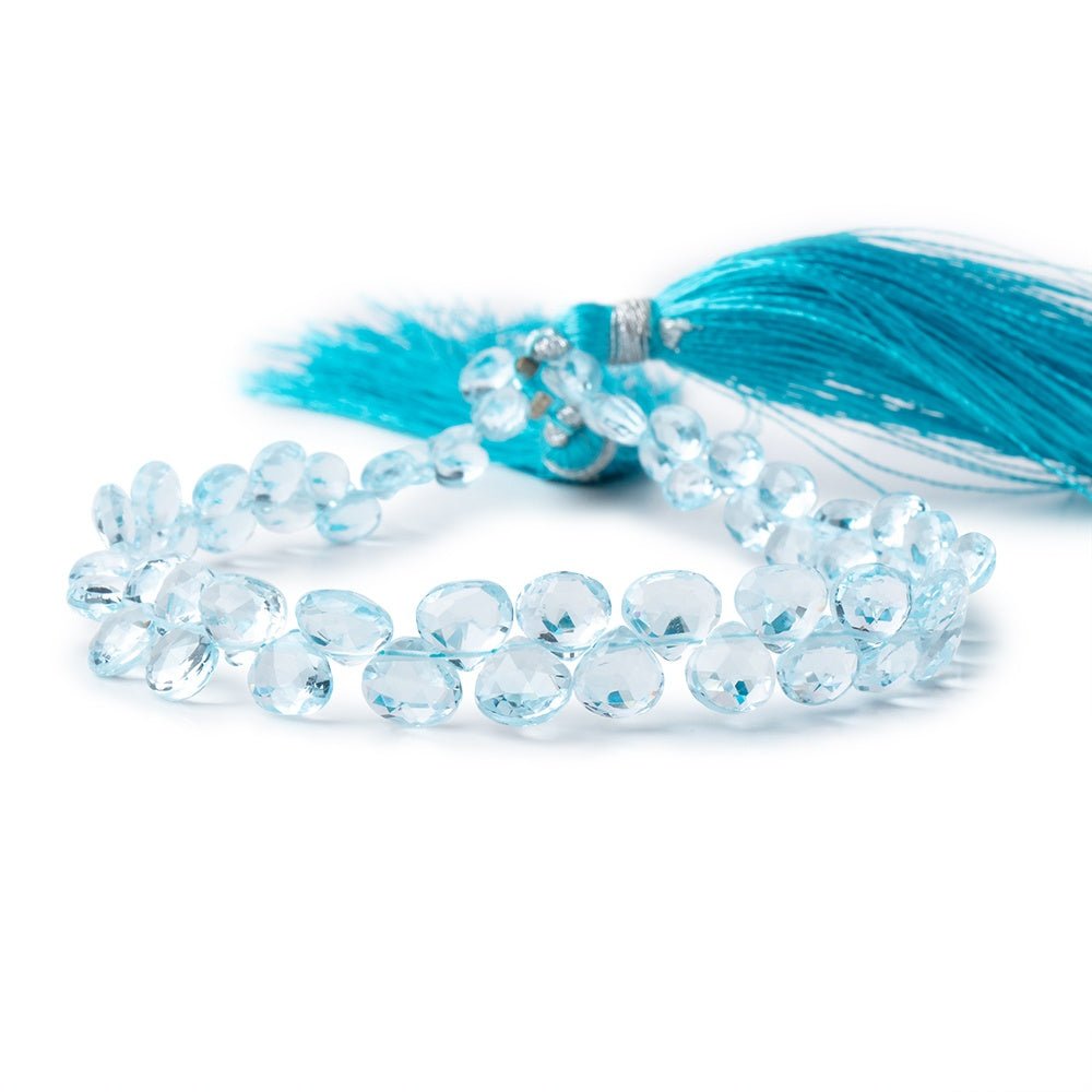 4-6mm Sky Blue Topaz Faceted Heart Beads 7.25 inch 58 pieces AAA