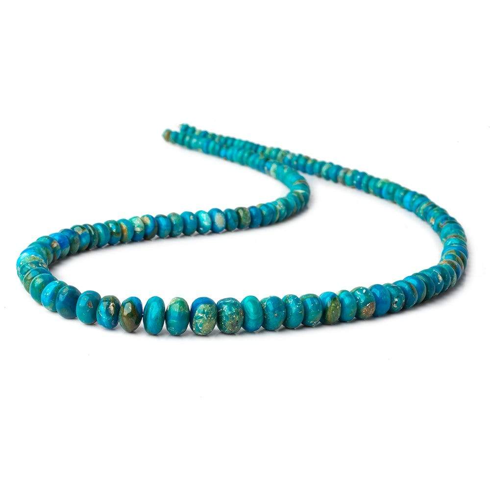 4-7mm Peruvian Blue Opalina plain rondelles 18 inch 128 beads A